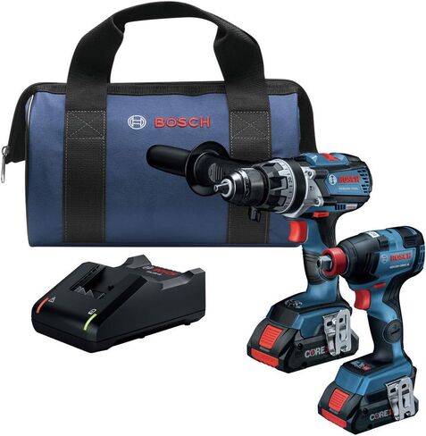 BOSCH GXL18V-224B25 18V 2-Tool Combo Kit with Connected 1/4 In. and 1/2 In. Two-In-One Bit/Socket Impact Driver and Brute Tough 1/2 In. Hammer Drill/Driver in Saudi Arabia