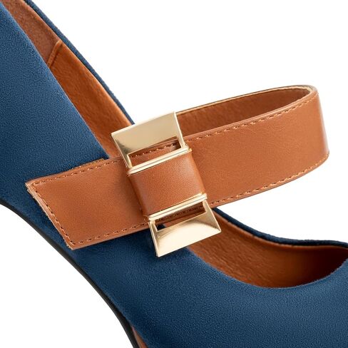 Women's Platform Mary Jane Heels Closed Round Toe Chunky High Heel Pumps Dress Shoes Buckle Strap Business Casual Heeled Pump for Wedding Work Party in Saudi Arabia