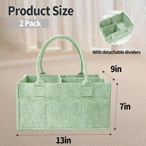 2 Pack Baby Diaper Organizer Bags, Portable Diaper Storage with Dividers, Foldable Nursery Storage Baskets, Newborn Essentials, Baby Shower Gifts (Gray) in Saudi Arabia