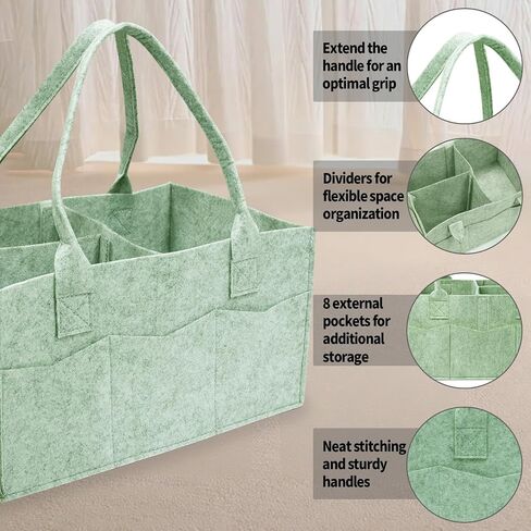 2 Pack Baby Diaper Organizer Bags, Portable Diaper Storage with Dividers, Foldable Nursery Storage Baskets, Newborn Essentials, Baby Shower Gifts (Gray) in Saudi Arabia