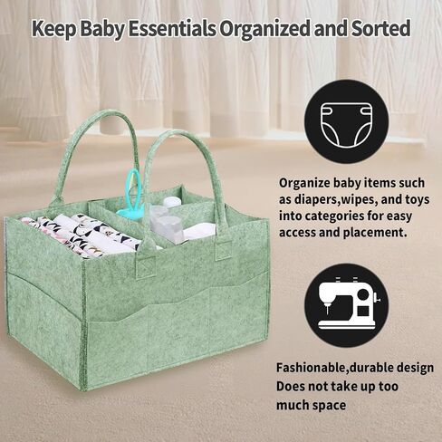 2 Pack Baby Diaper Organizer Bags, Portable Diaper Storage with Dividers, Foldable Nursery Storage Baskets, Newborn Essentials, Baby Shower Gifts (Gray) in Saudi Arabia