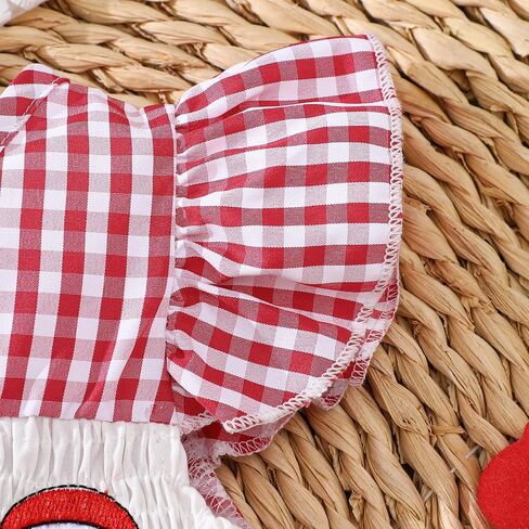 Newborn Girl Smocked Santa Romper Infant Baby Christmas Tree Embroidery Bubble Rompers Fly Sleeve Gingham Bodysuit in Saudi Arabia