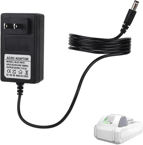 شاحن بطارية ليثيوم 24 فولت لـ Snow Joe & Sun Joe، شاحن سريع 24 فولت Sunjoe متوافق مع بطاريات سلسلة iBAT24 24VBAT 24VBAT-LTE سلك محول الطاقة in Kuwait