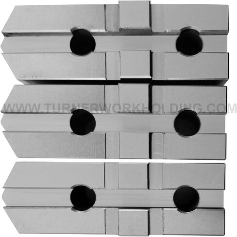 Turner 8" CNC Lathe Power Chuck Steel Soft Jaws, American Standard Tongue & Groove type, Pointed, 2.0" height, 3 Pcs- By Turner Workholding, LLC in Saudi Arabia