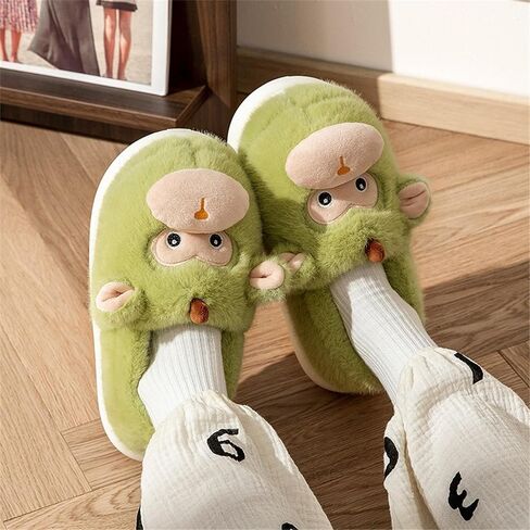 Animal Slippers for Women Cute Monkey Home Fluffy Warm Winter Indoor Men Shoes in Saudi Arabia