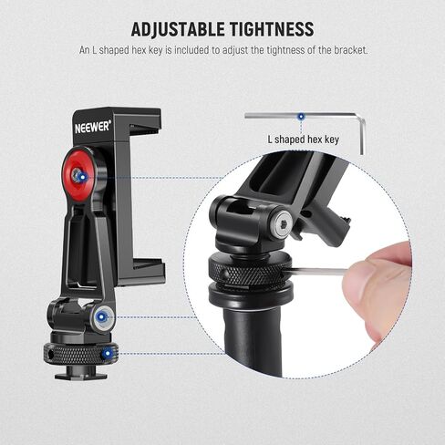 NEEWER TL253A+DS001 Table Camera Tripod with 2 Telescopic Arms & PA001Metal Phone Tripod Mount, Desk Light Stand with Phone Holder, Ball Heads, Screw Adapter for Camera Webcam Ring Light in Saudi Arabia
