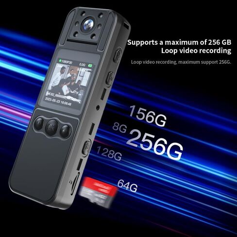 128G4K Body Cam with 180°Rotating Lens,Bike Camera with Audio and Video Recording,Sport Camera with 6hrs Battery,Night Vision,Wearable Cam for Pet,Office,Security Police Law Enforcement (H82-4K-128G) in Kuwait