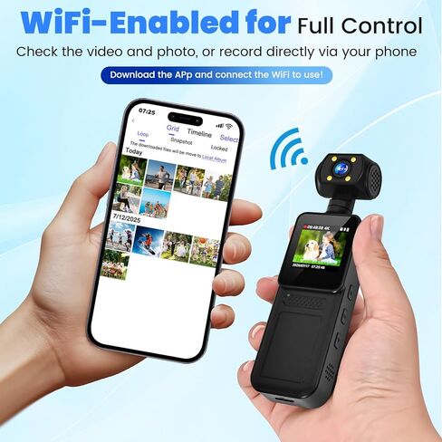 كاميرا الجسم بدقة 4K مع دعم WiFi للرؤية الليلية وعدسة قابلة للدوران 180 درجة كاميرا جيب صغيرة يمكن ارتداؤها كاميرا جيب فيديو وصوت للرياضة الخارجية والدراجة والسفر الشخصي المدني (64 جيجابايت) in Kuwait