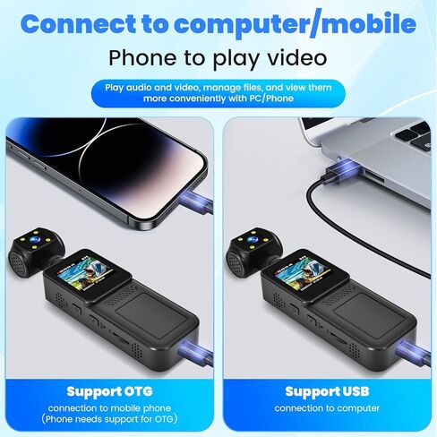 كاميرا الجسم بدقة 4K مع دعم WiFi للرؤية الليلية وعدسة قابلة للدوران 180 درجة كاميرا جيب صغيرة يمكن ارتداؤها كاميرا جيب فيديو وصوت للرياضة الخارجية والدراجة والسفر الشخصي المدني (64 جيجابايت) in Kuwait