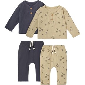Modern Moments by Gerber Baby Boys 4-Pack Henley Top and Pants Set in Saudi Arabia
