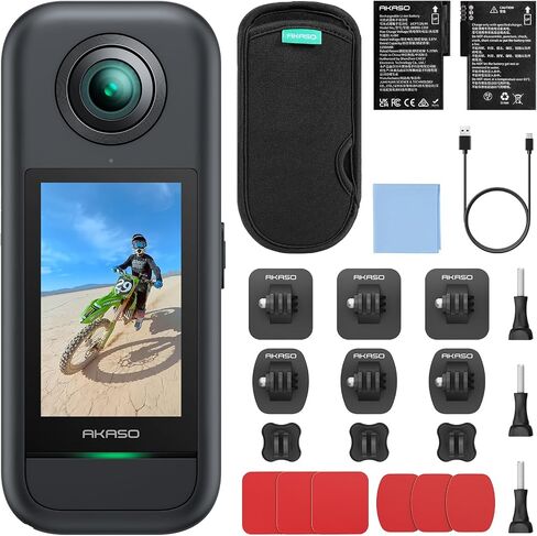 AKASO 360 Weatherproof 360° Action Camera and Adhesive Mount Kit Bundle in Saudi Arabia