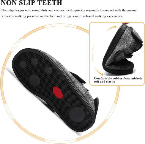 Large Diabetic Shoes for Women Men Wide Slippers with Adjustable Closure, Comfortable Warm Plush Indoor Outdoor Walking Shoes for Swollen Feet in Saudi Arabia