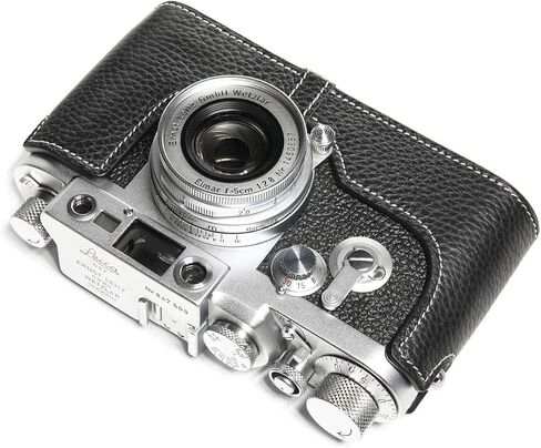 for Leica iiig Case, BolinUS Handmade Genuine Real Leather Half Camera Case Bag Cover for Leica iiig (The Case Will Not Cover The Selfie Stick) Camera (Green) in Saudi Arabia