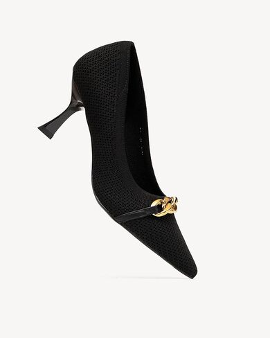 NEWBELLA Mousse FIT Women's Knitted Pointed Toe Stiletto Heels - Stiletto Dress Pumps with Chain Strap Detail, Comfortable Formal Shoes in Saudi Arabia
