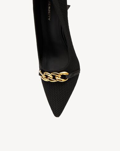 NEWBELLA Mousse FIT Women's Knitted Pointed Toe Stiletto Heels - Stiletto Dress Pumps with Chain Strap Detail, Comfortable Formal Shoes in Saudi Arabia