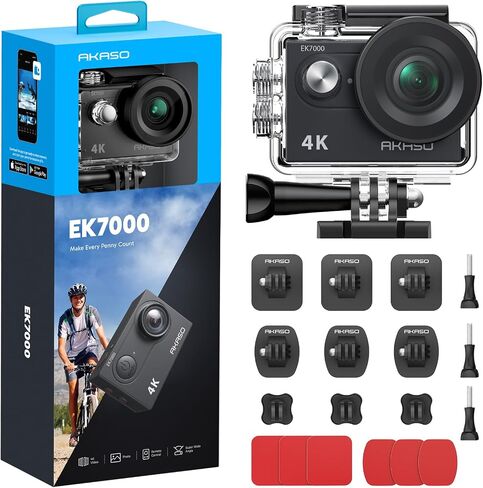 AKASO EK7000 Action Camera and Adhesive Mount Kit Bundle in Saudi Arabia
