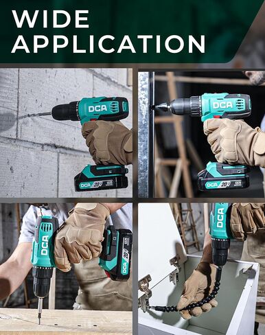 DCA Cordless Drill Set, 336 in-lbs Torque, 3/8" Keyless Chuck, Electric Power Drill with 2.0Ah Battery and Charger,18+1 Position,25-Piece 20V Drill Driver Kit, ADJZ2035 (Renewed) in Saudi Arabia