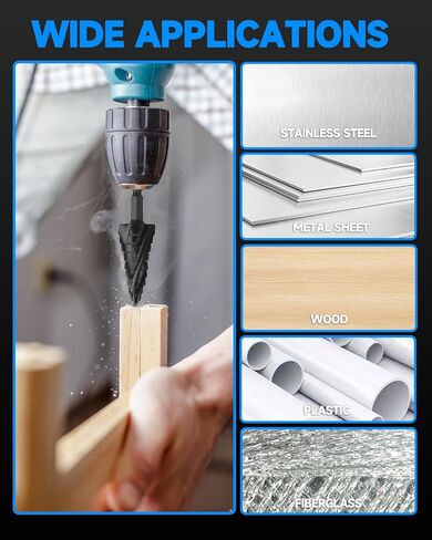 M2 HSS Step Drill Bit Double Fluted Drill Bits for Metal, Carbon Steel, Stainless Steel, Wood, Plastic,3 PCS in Saudi Arabia