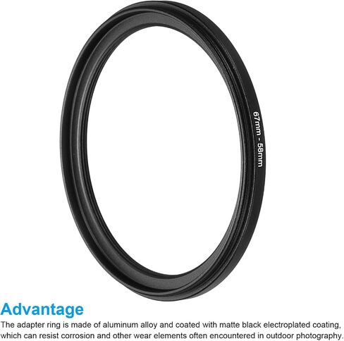 67mm-58mm Metal Step Down Ring, Camera Lens Filter Adapter Ring Aluminum Filter Adapter Ring for Camera Lenses Hood, Black in Saudi Arabia