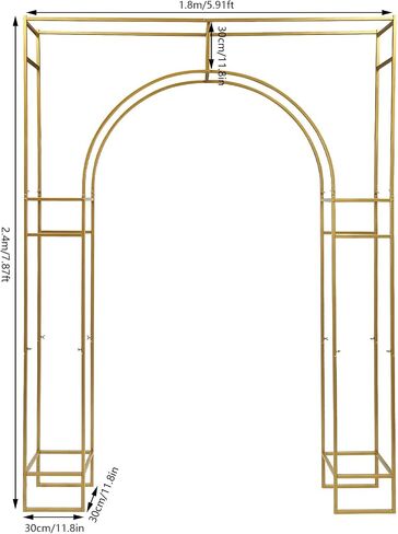 Gold Wedding Arch Backdrop Stand, 7.87ft Tall Geometric Arch Flowers Stand, Square Metal Balloon Arch, Wedding Backdrop Stands for Commercial Events, Photo Booth Backgrounds in Saudi Arabia