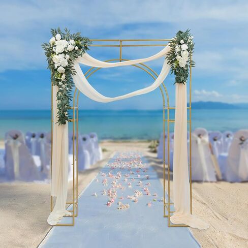 Gold Wedding Arch Backdrop Stand, 7.87ft Tall Geometric Arch Flowers Stand, Square Metal Balloon Arch, Wedding Backdrop Stands for Commercial Events, Photo Booth Backgrounds in Saudi Arabia