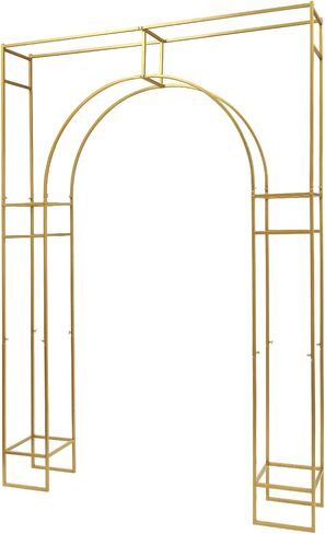 Gold Wedding Arch Backdrop Stand, 7.87ft Tall Geometric Arch Flowers Stand, Square Metal Balloon Arch, Wedding Backdrop Stands for Commercial Events, Photo Booth Backgrounds in Saudi Arabia