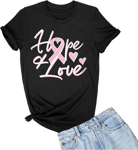 Go All Out Hope & Love Breast Cancer Awareness Mens Toddler Women Youth T-Shirt in Saudi Arabia