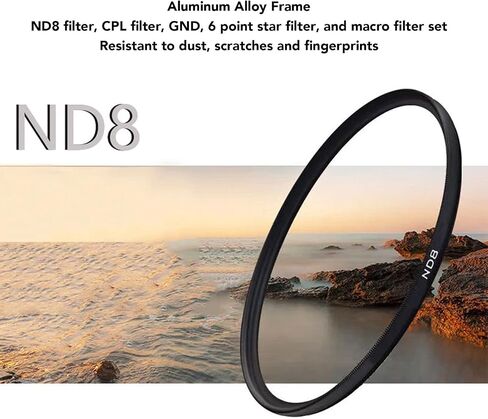 5PCS Camera Lens Filter Kit, CPL Filter, ND8 Filter, GND Filter, Macro Filter and 6 Point Star Filter, Optical Glass Complete Lens Filter Accessory Kit, Anti Scratch Fingerprint in Saudi Arabia