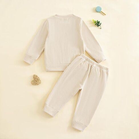 fhutpw Baby Toddler Boy Fall Winter Sweatsuit 12 18 Months 2T 3T 4T Clothes Sweatshirt Sweat Pant Sets Rib Outfits in Saudi Arabia