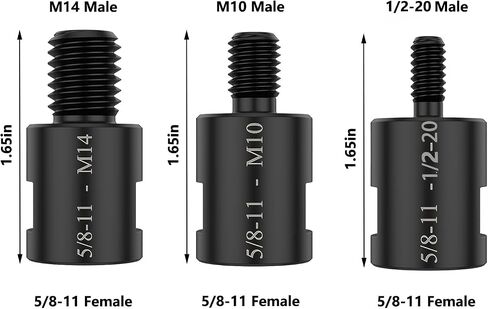 محول أربور لخيط طاحونة الزوايا 5/8"-11، 5/8"-11 إلى M10، M14 و1/2-20UNC للطحن العالمي وآلات التلميع ومرفقات الأدوات الدوارة الكهربائية in Kuwait