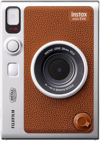 FUJIFILM INSTAX Mini EVO Hybrid Instant Camera | Brown Bundle with Fujifilm Instax Mini Instant Film | 60 Exposures + Microfiber Cleaning Cloth (3 Items) in Saudi Arabia
