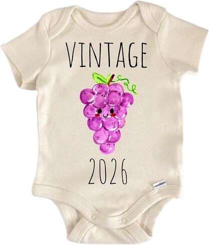 Vineyard Grapes Wine Baby Bodysuit– Funny Infant Outfit, Unisex Cotton Baby Clothes, Short Sleeve Newborn Bodysuit in Saudi Arabia
