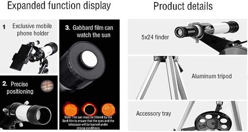 Telescopes for Adults Astronomy, High Power Refractor Telescope,Telescope for KidsBeginners,70mm Aperture 400mm Astronomical Telescope,Travel Telescope for Adult with Backpack in Saudi Arabia