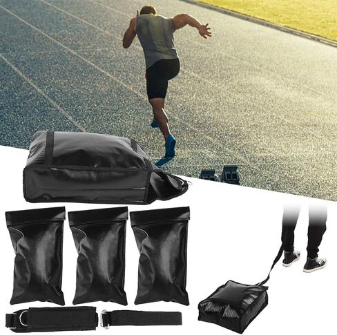 حقيبة رمل للياقة البدنية، حقيبة رمل للتدريب، حقيبة رمل، أوزان، حزام خصر قابل للتعديل لتدريب القوة، معدات الجري، 3 أكياس وزن من مادة PVC باللون الأسود in Saudi Arabia