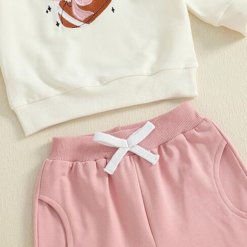 Toddler Baby Girls Football Outfit Funny Rugby Bow Print Sweatshirt Top Pants Set 2Pcs Fall Sport Pullover Clothes in Saudi Arabia