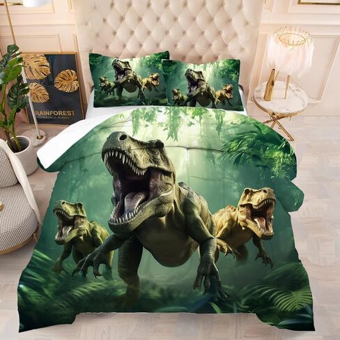 Dino Bedding Set Queen Size for Boys Dino Comforter for Kids 3 Pieces Dinosaur Comforter Set for Home Decor in Saudi Arabia