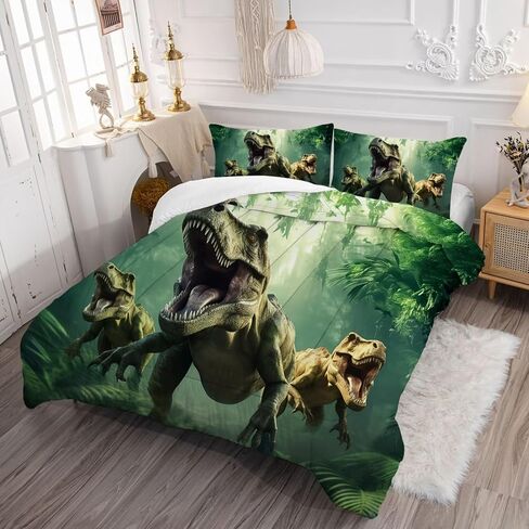 Dino Bedding Set Queen Size for Boys Dino Comforter for Kids 3 Pieces Dinosaur Comforter Set for Home Decor in Saudi Arabia