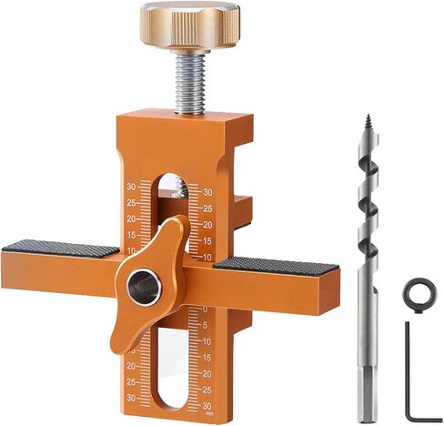 Cabinet Door Mounting Jig, Cabinet Door Installation Positioner with 10mm Door Latch Drilling Bit, Aluminum Alloy Clamp Woodworking Installing Tools for Cabinets, Multifunctional Cabinet Hardware Jig in Saudi Arabia