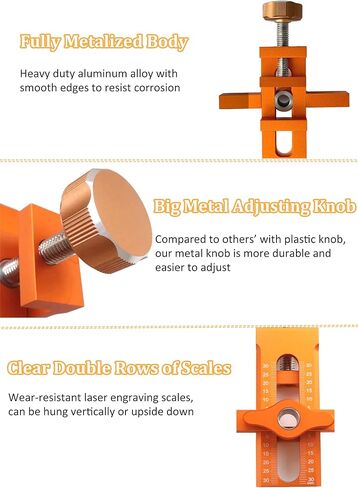 Cabinet Door Mounting Jig, Cabinet Door Installation Positioner with 10mm Door Latch Drilling Bit, Aluminum Alloy Clamp Woodworking Installing Tools for Cabinets, Multifunctional Cabinet Hardware Jig in Saudi Arabia