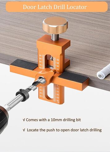 Cabinet Door Mounting Jig, Cabinet Door Installation Positioner with 10mm Door Latch Drilling Bit, Aluminum Alloy Clamp Woodworking Installing Tools for Cabinets, Multifunctional Cabinet Hardware Jig in Saudi Arabia