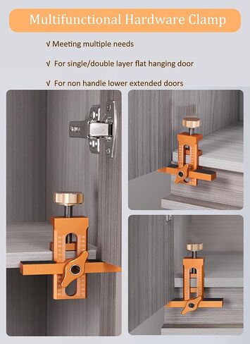 Cabinet Door Mounting Jig, Cabinet Door Installation Positioner with 10mm Door Latch Drilling Bit, Aluminum Alloy Clamp Woodworking Installing Tools for Cabinets, Multifunctional Cabinet Hardware Jig in Saudi Arabia
