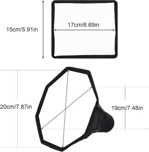 Flash Diffuser Light Softbox, 2 Pack Foldable Speedlight Softboxs with Storage Pouch 8" Octagon Softbox + 7"X6" Compatible with Yongnuo and Nikons Speedlight in Saudi Arabia