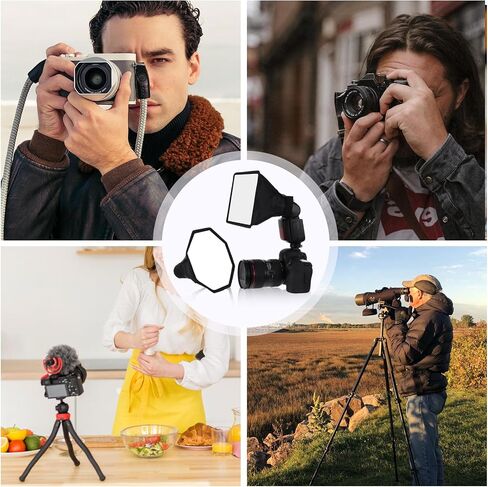 Flash Diffuser Light Softbox, 2 Pack Foldable Speedlight Softboxs with Storage Pouch 8" Octagon Softbox + 7"X6" Compatible with Yongnuo and Nikons Speedlight in Saudi Arabia