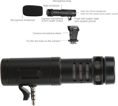 YUYTE Video Record Mini Mic Compact Microphone for Camera Phone with Windproof Sponge 3.5mm Plug Noise Reduction Live Streaming Vlog in Saudi Arabia