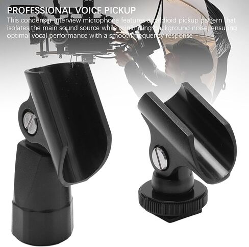 Condenser Interview Microphone, Handheld Mic for DSLR Camera, Cardioid Pickup Pattern with Metal Holder Wind Foam, 11 Inch Compact for Media in Saudi Arabia