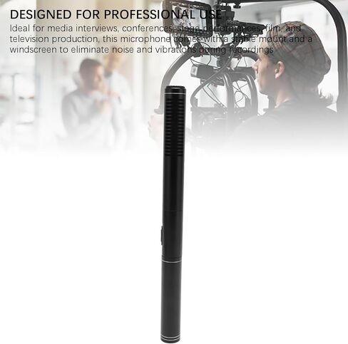 Condenser Interview Microphone, Handheld Mic for DSLR Camera, Cardioid Pickup Pattern with Metal Holder Wind Foam, 11 Inch Compact for Media in Saudi Arabia