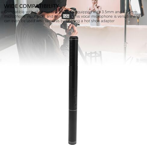 Condenser Interview Microphone, Handheld Mic for DSLR Camera, Cardioid Pickup Pattern with Metal Holder Wind Foam, 11 Inch Compact for Media in Saudi Arabia