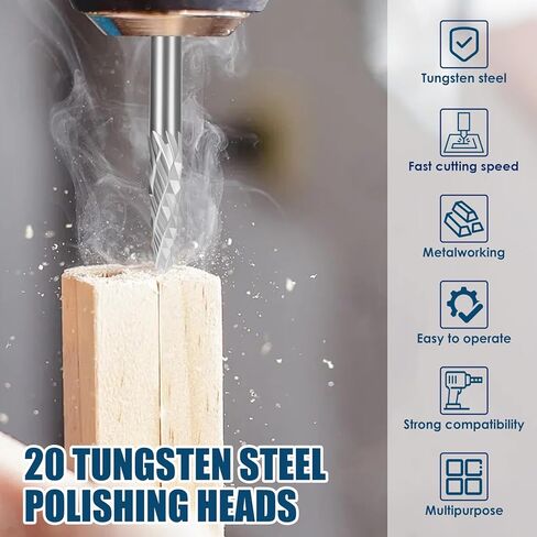 40 قطعة من مجموعة شفرات كربيد التنجستين المصنوعة من الفولاذ لقم مطحنة 1/8 بوصة مجموعة شفرات دوارة فعالة للساق مجموعة أدوات نحت الخشب العالمية لنحت الخشب والمعادن وتلميع النقش in Kuwait