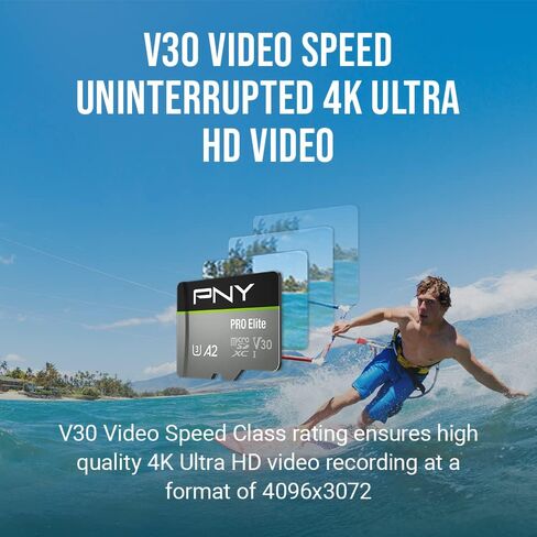 بطاقة ذاكرة فلاش PNY 256GB PRO Elite™ فئة 10 U3 V30 A2 microSDXC مكونة من عبوتين - قراءة تصل إلى 100 ميجابايت/ثانية، كتابة ما يصل إلى 90 ميجابايت/ثانية، 4K UHD، Full HD، UHS-I، أداء احترافي، هواتف ذكية، كاميرات الحركة in Saudi Arabia