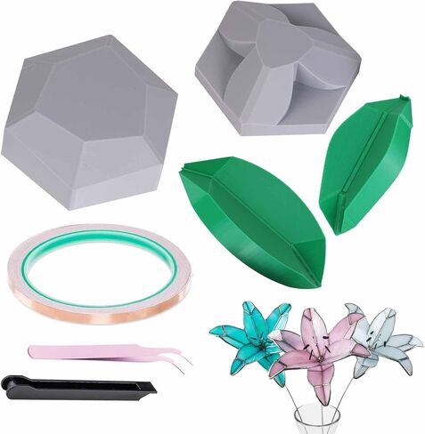 مجموعتان من أدوات إحباط الزجاج الملون للزنبق ثلاثي الأبعاد، قالب تهزهز من الزجاج الملون مع شريط نحاسي لأداة إحباط اليد من الزجاج الملون، نمط زنبق الزجاج الملون in Kuwait